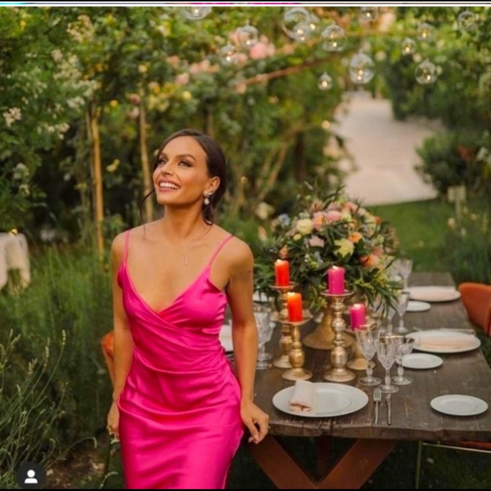 ZARA PINK SATIN DRESS - Picture 4 of 15